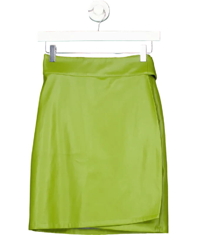 Rain DressNever Fully Dressed Green Jaspre Vegan Leather Wrap Skirt UK XS/S