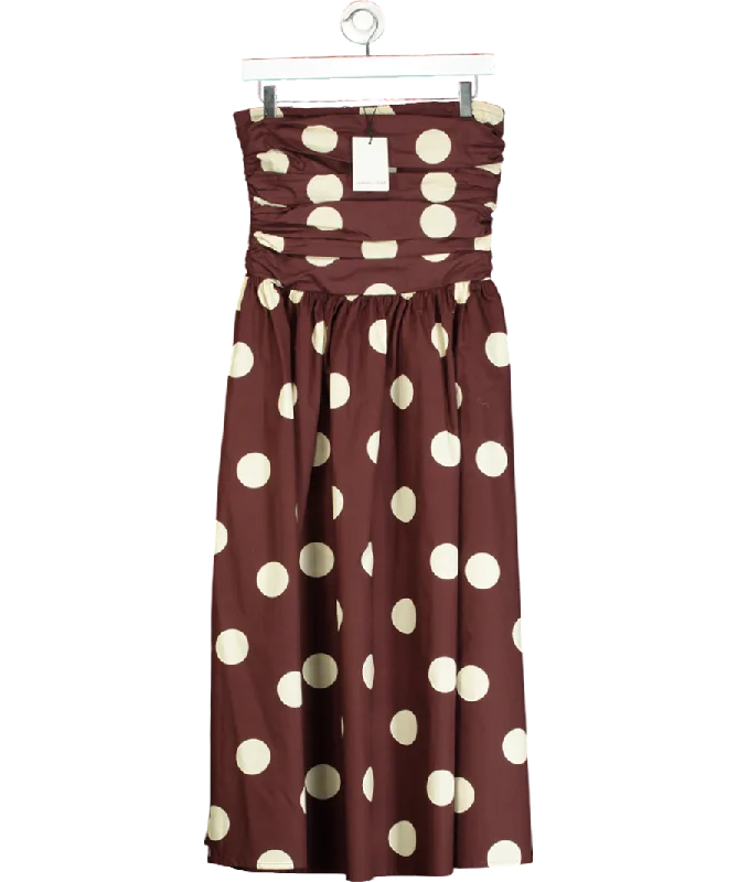 Fit-and-Flare DressNobody's Child Brown Spot Print Bandeau Felicity Midi Dress UK 6