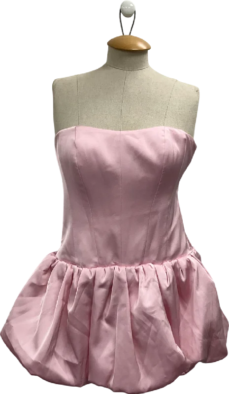 Military DressOh Polly Pink Fabiola Lace Up Bubble Hem Corset Mini Dress UK 10