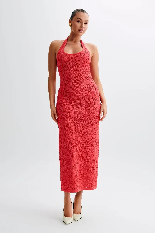 Dance DressPatrizia Knit Halter Maxi Dress - Pomegranate