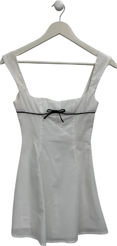 Dance DressPepper Mayo White Contrast Bow Mini Dress UK 4