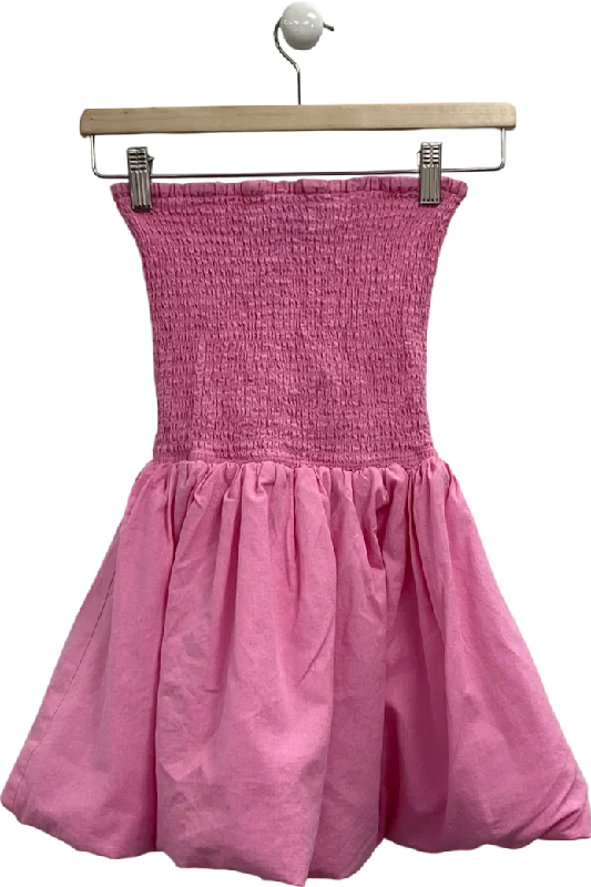 Cheerleader DressPrettyLittleThing Pink Bandeau Puffball Mini Dress UK 8