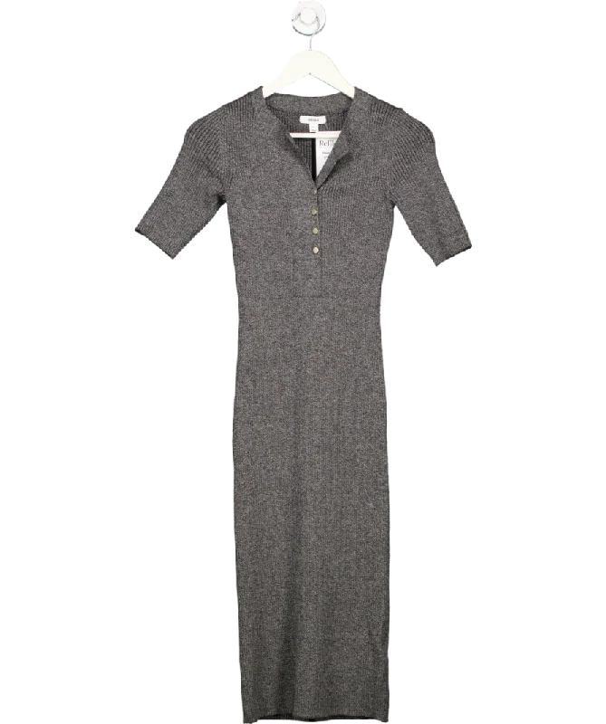 Thermal DressREISS Grey Ribbed Wool Blend Midi Dress UK XS