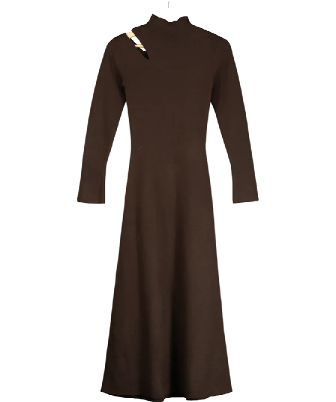 Golf DressRiver Island Brown Long Sleeve Cut Out Midi Dress UK 6