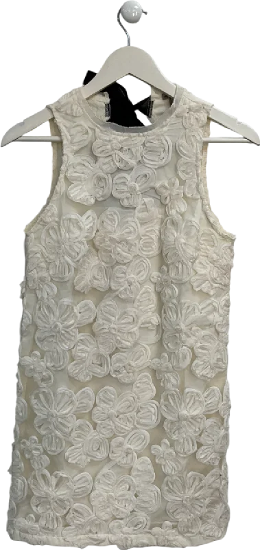 Lace DressRiver Island Cream Floral Embroidery Mini Shift Dress UK 6