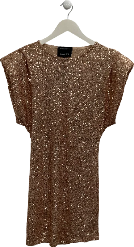 Athletic DressRiver Island Rose Gold Shoulder Detail Sequin Mini Dress UK S