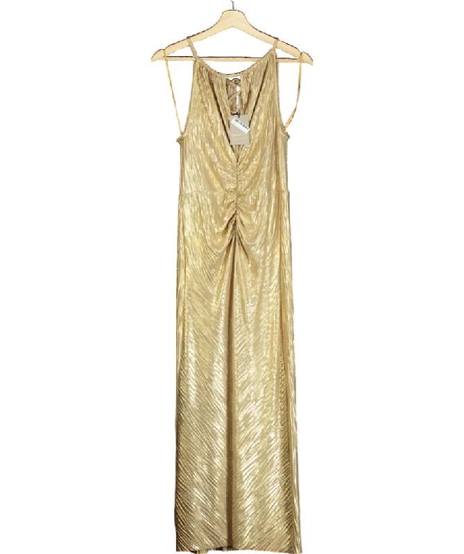 Vintage DressRiver Island Metallic Sleeveless Plisse Midi Column Dress UK 8