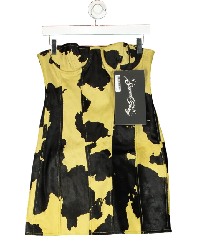 Striped DressSinead Gorey Yellow Printed Cow-hide Bustier Mini-dress UK M