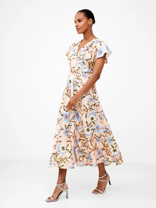 Gypsy DressFloral Button-Through Belted Midi Dress