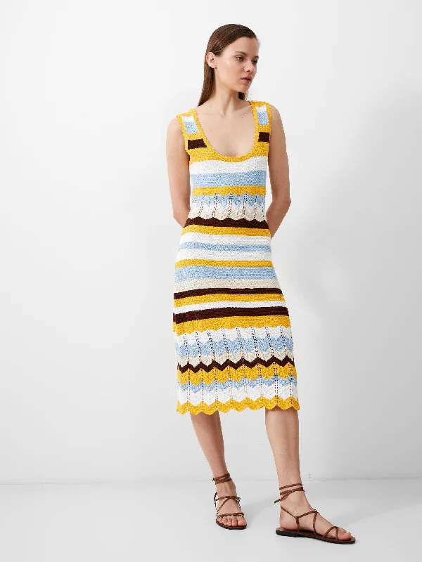 Nellis Cotton Striped Crochet Dress