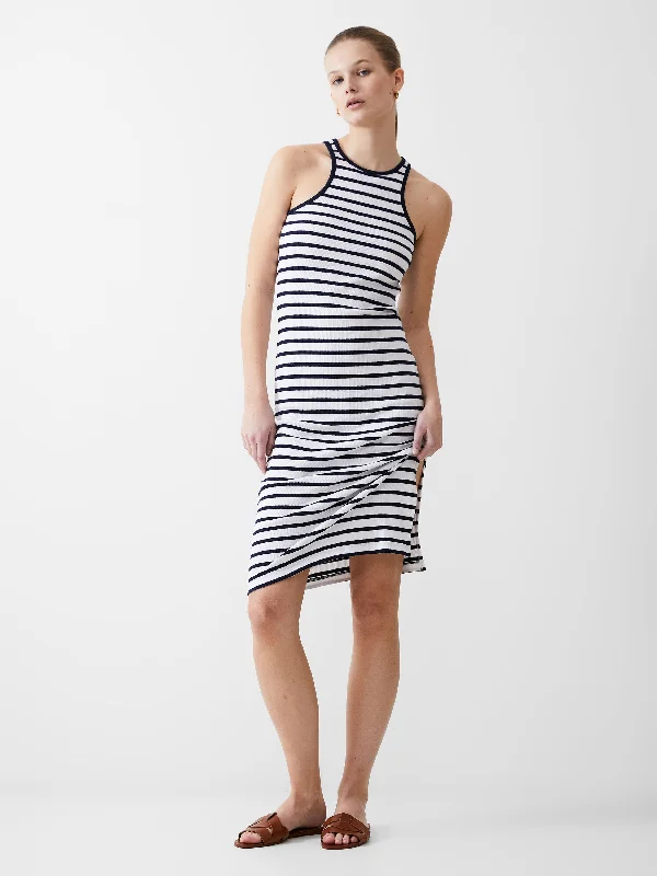 Waterproof DressRibbed Racer Stripe Dress