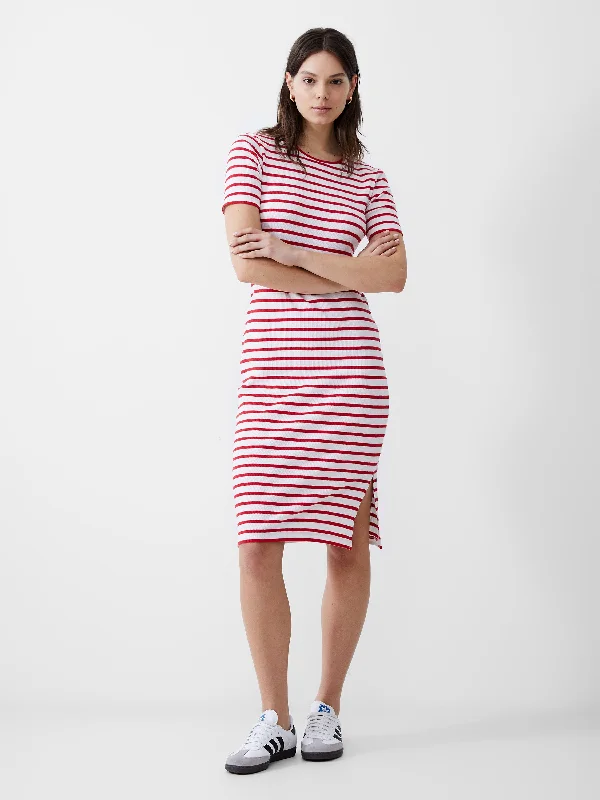 Slit DressStripe Rib Dress