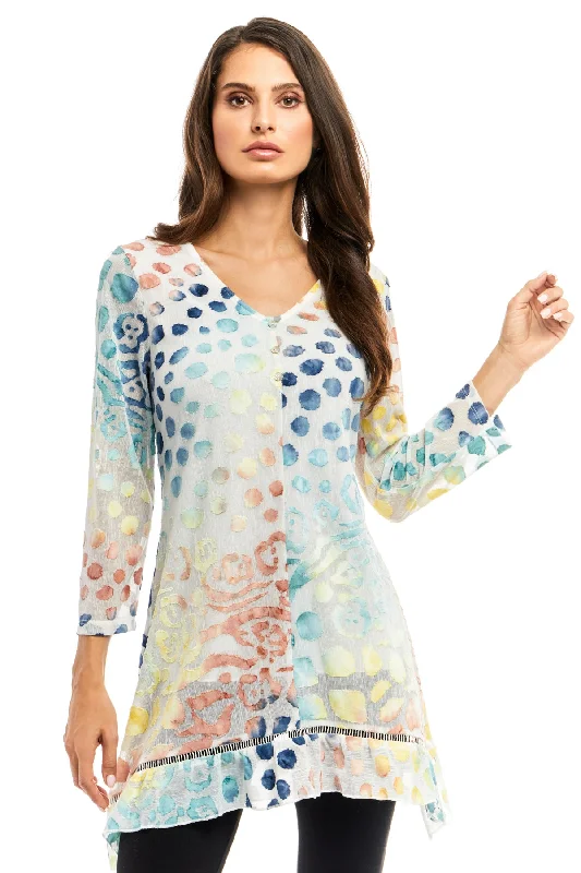 TunicTopCanyonAdore Multi Colored Animal Print Burnout Tunic