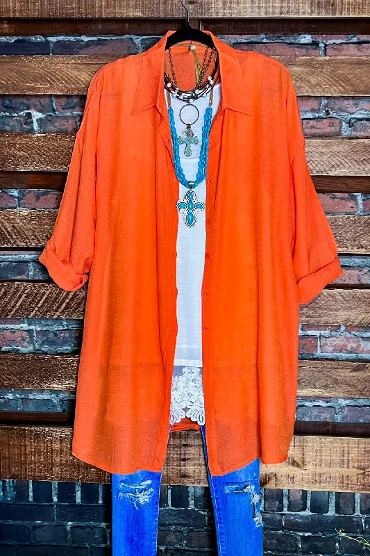 TunicTopZenALL DAY BEAUTIFUL & COMFY  LIGHTWEIGHT SHIRT TUNIC ORANGE