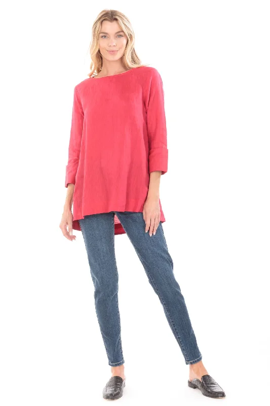 TunicTopCosmoAPNY Linen Fit And Flare Red Tunic