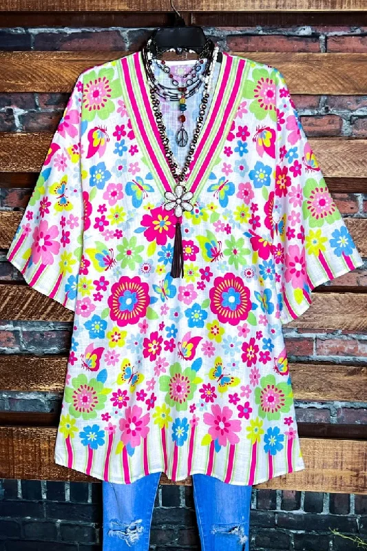 TunicTopDriftBALI PEASANT TUNIC DRESS COVER UP IN MULTI- COLOR