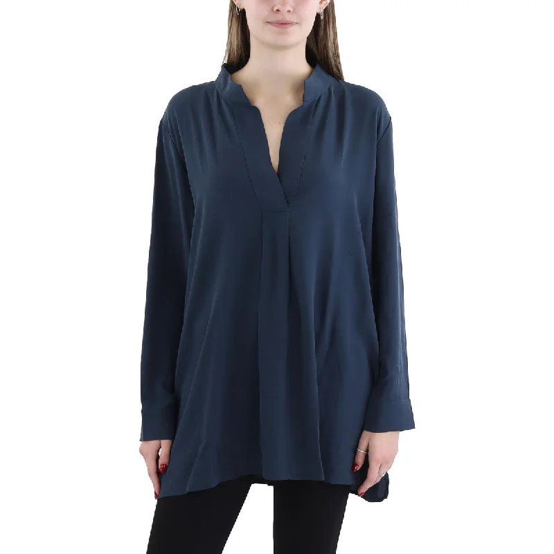 TunicTopTerraWomens Silk Split Neck Tunic Top