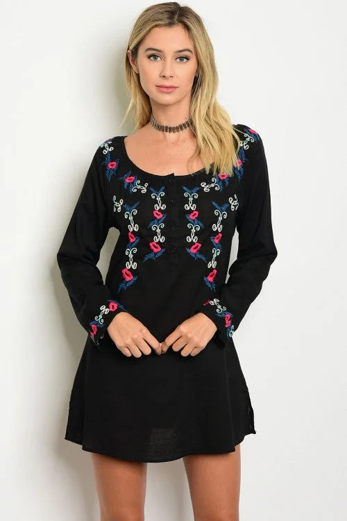 TunicTopPegasusBlack Embroidered Tunic Dress