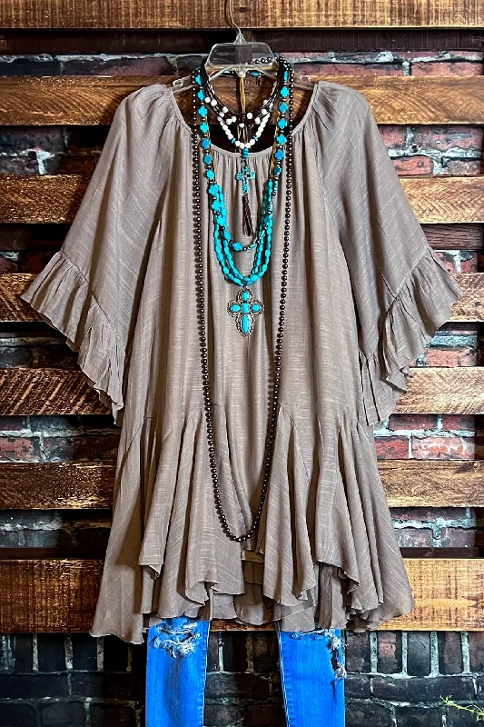 TunicTopGriffinBOHO-HIPPIE SWING OVERSIZED COMFY TUNIC DRESS IN MOCHA