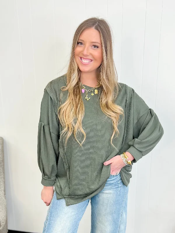 TunicTopSurgeOver-Sized Tunic Top-Olive