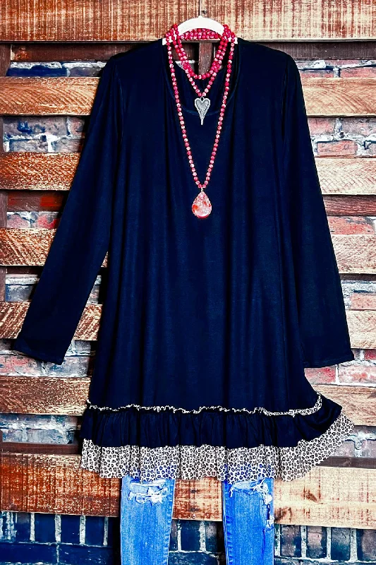 TunicTopSurgeDARLING DAY DREAM LONG TUNIC IN BLACK