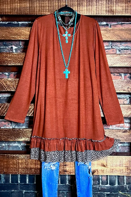 TunicTopShiftDARLING DAY DREAM LONG TUNIC IN RUST