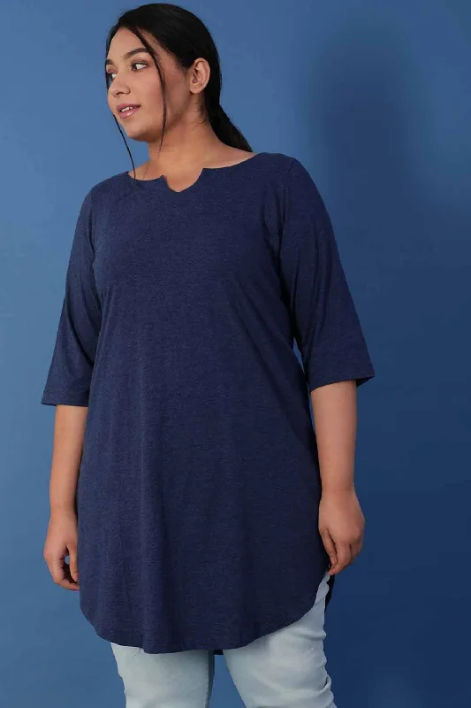 TunicTopSteelDenim Blue Longline Tunic