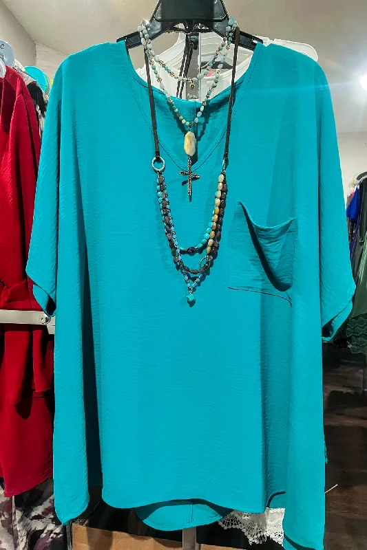 TunicTopPearlDOWNTOWN PRETTY STYLE COMFY OVERSIZED TEAL TUNIC