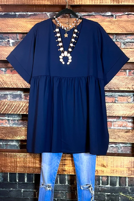 TunicTopNestCasual Perfect Day Comfy Tunic in Navy