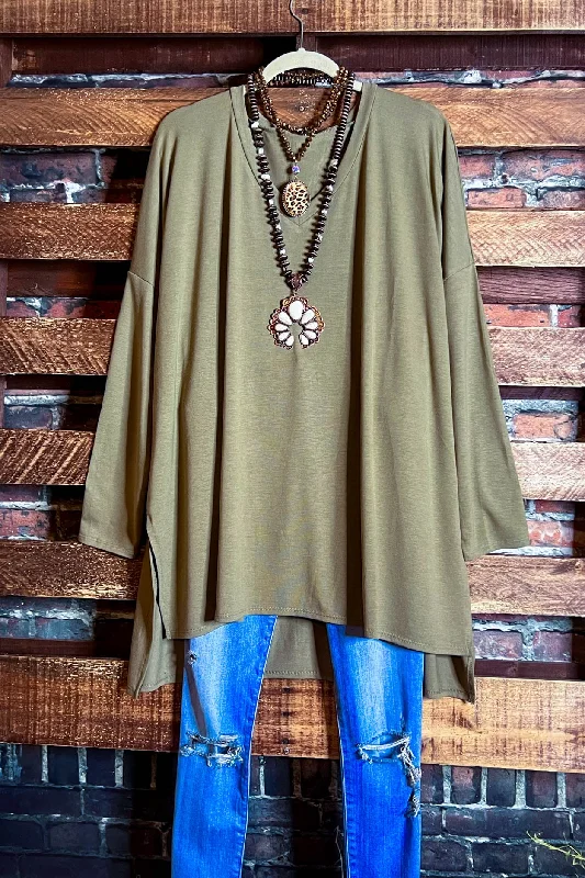 TunicTopZenithFOREVER PERFECTLY SIMPLE & OVERSIZED T-TUNIC IN ASH OLIVE