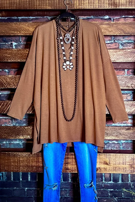 TunicTopStrataFOREVER PERFECTLY SIMPLE & OVERSIZED T-TUNIC IN MOCHA