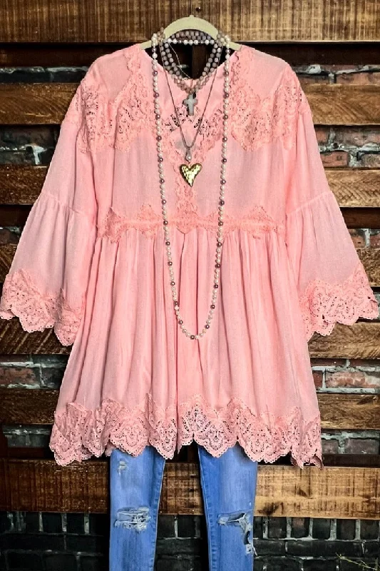 TunicTopMarineLike a Love Song Vintage-Inspired Tunic in Peach Pink