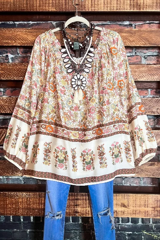 TunicTopVortexLooking Lovely Bohemian Tunic in Natural & Multi