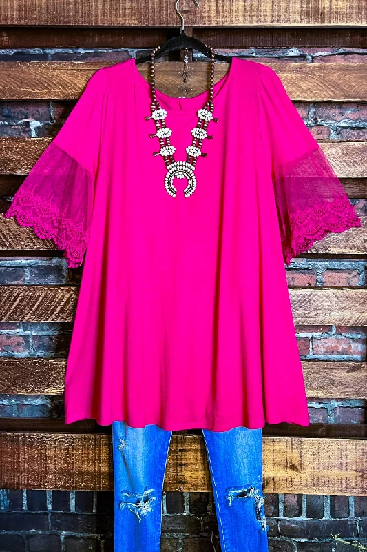 TunicTopValleyLove's High Hopes Lace Pink Tunic