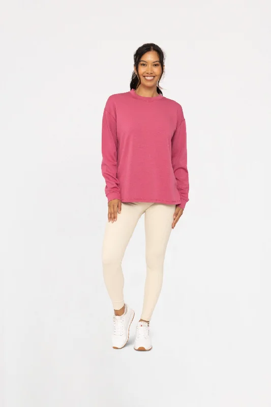 TunicTopFusionMono B Elevated Oversized Crew Neck Tunic In Soft Magenta