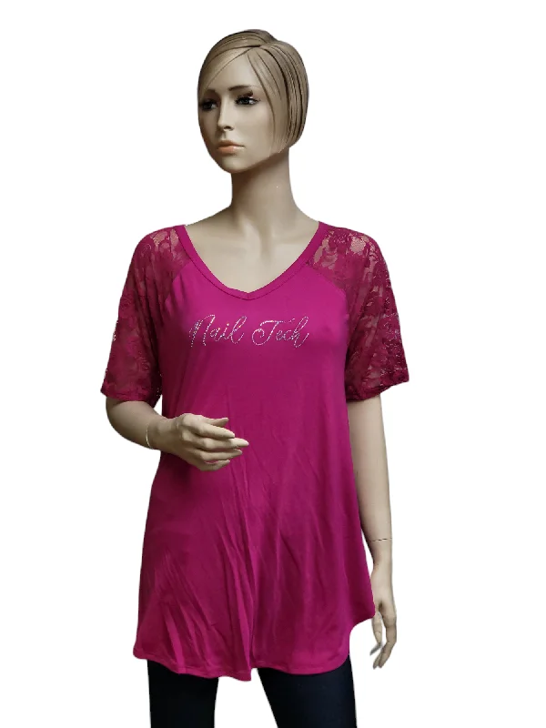 TunicTopRoninNail Tech Tunic with Lace Sleeves Multiple Colors