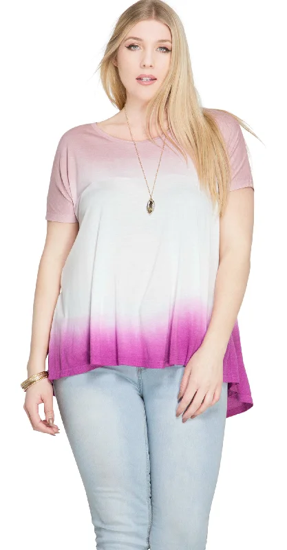 TunicTopGladiatorOmbre Short Sleeve Tunic Top , Magenta