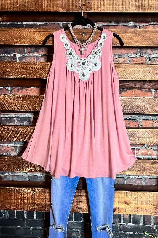 TunicTopGeoPERFECTLY DARLING PINK SLEEVELESS TUNIC