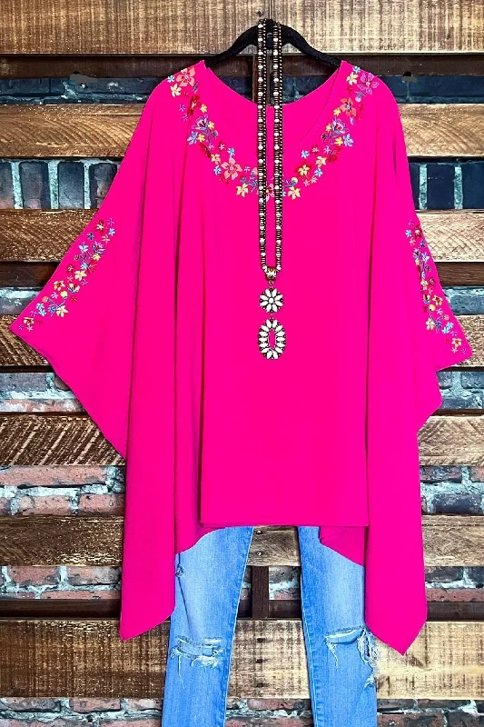 TunicTopUltraPRETTY PERFECTION FUCHSIA EMBROIDERED OVERSIZED TUNIC