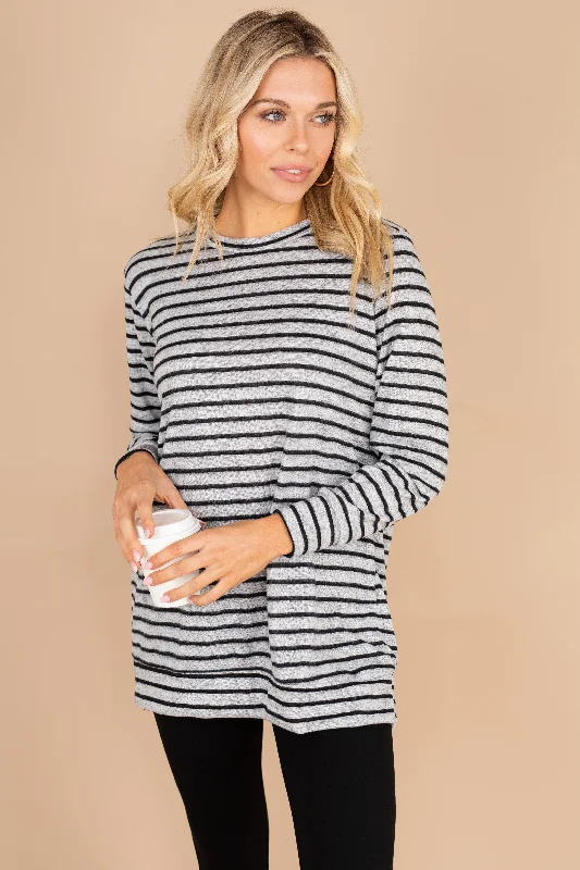 TunicTopVibeReason For Happiness Black Striped Tunic