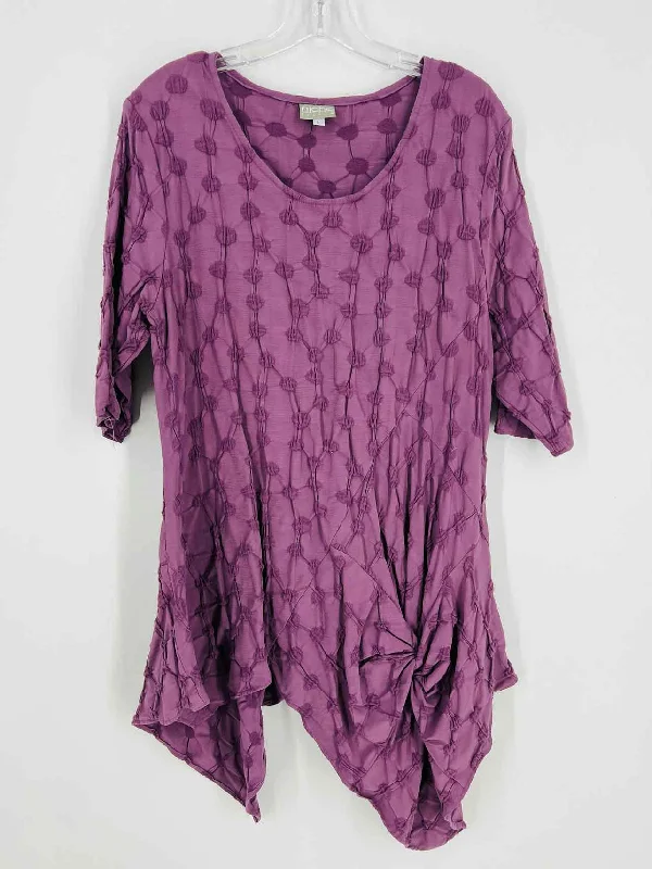 TunicTopPearlSize L Purple Polka Dot Gathered Tops Tunic