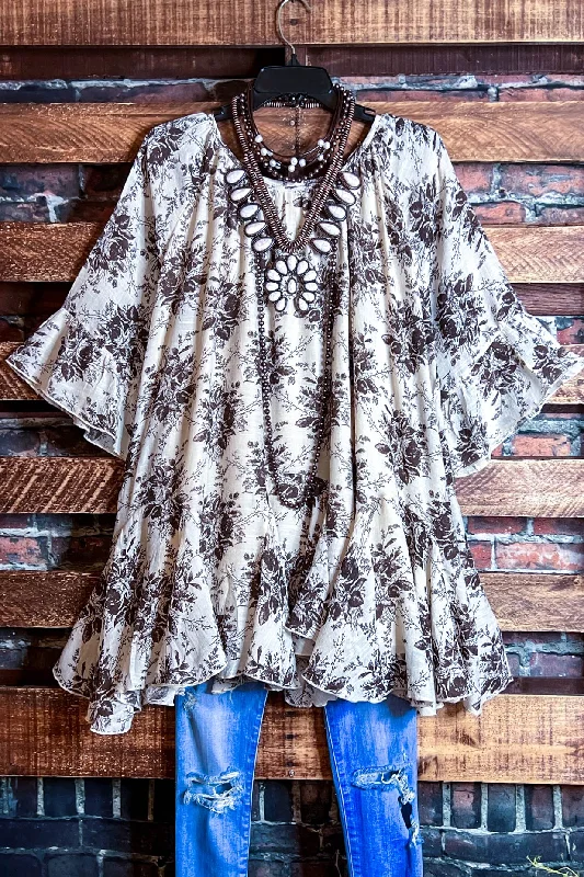 TunicTopSilverSUNSET CHASER BOHO SWING OVERSIZED TUNIC IN BEIGE & MOCHA