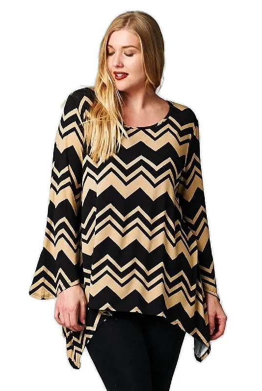 TunicTopAmberTaupe & Black Chevron Tunic