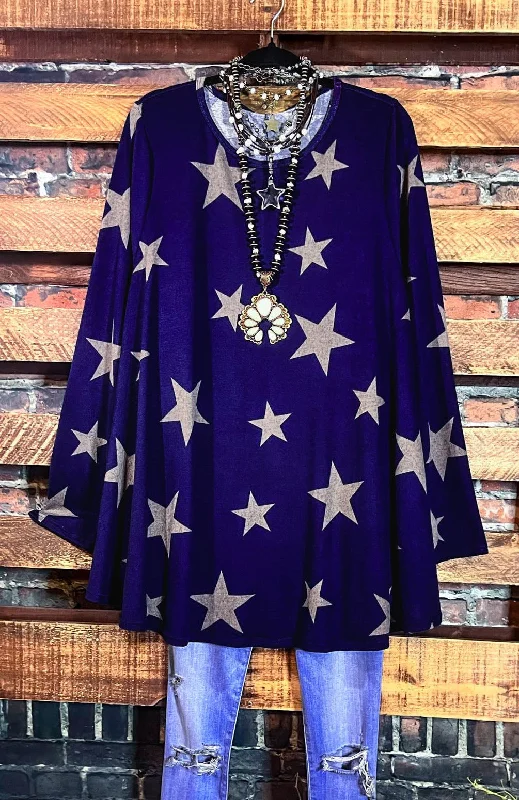 TunicTopVibeTHE STARS JOURNEY SWEATER TUNIC 3X 4X 5X IN NAVY BLUE