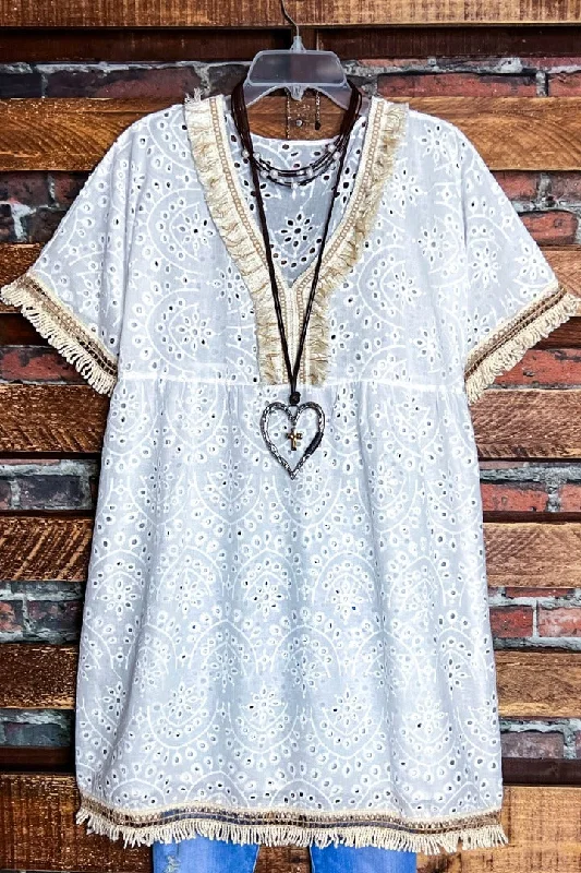 TunicTopAuraWHITE MOON BOHO DRESS COVER UP TUNIC