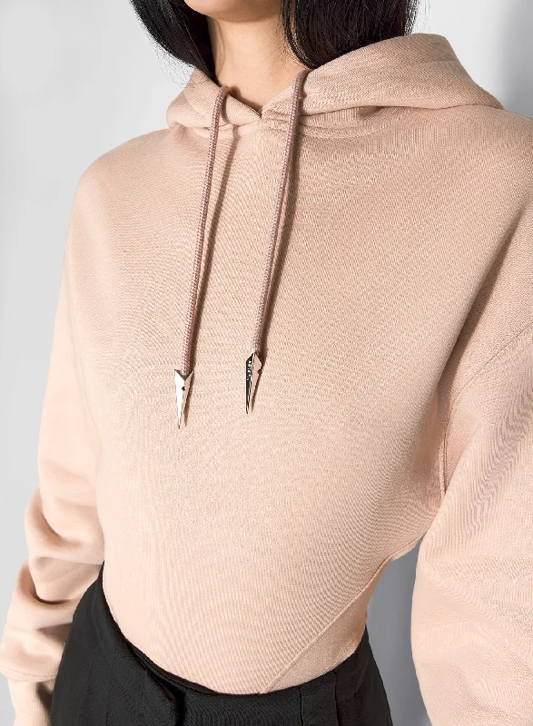 Tightseambeige fleece hoodie bodysuit