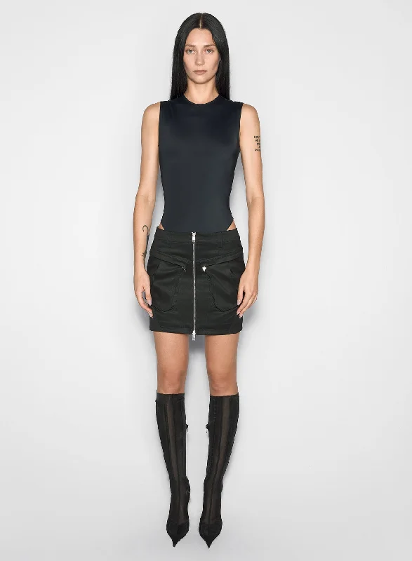 Tightraceblack sleeveless shoulder logo bodysuit